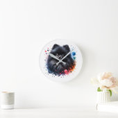 Zwarte pomeraanse waterverf illustratie ronde klok (Huis)