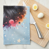 Zwarte pomeraanse waterverf illustratie theedoek (Quarter Fold)