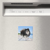 Zwarte Pomeranian aan de kust Magneet (Insitu (Vaatwasser))