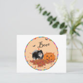 Zwarte Pomeranian Halloween Briefkaart (Staand voorkant)