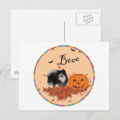Zwarte Pomeranian Halloween Briefkaart (Voorkant / Achterkant)