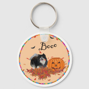 Zwarte Pomeranian Halloween Sleutelhanger