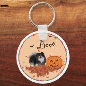 Zwarte Pomeranian Halloween Sleutelhanger (Voorkant)