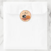 Zwarte Pomeranian Halloween Vierkante Sticker (Tas)