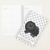 Zwarte Pomeranian Lieve Cartoon Hond & Aangepaste Planner (Display)