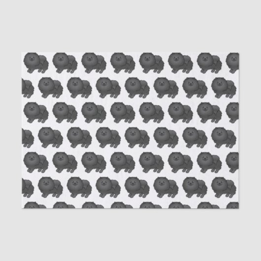Zwarte Pomeranian Lieve Cartoon Hond Patroon Tissuepapier (Voorkant)