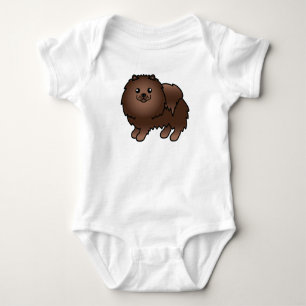 Zwarte Pomeranian Lieve Cartoon Hond Romper