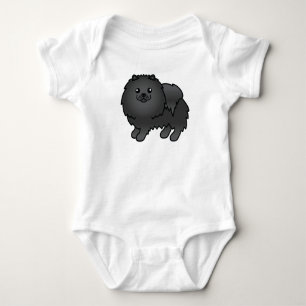 Zwarte Pomeranian Lieve Cartoon Hond Romper