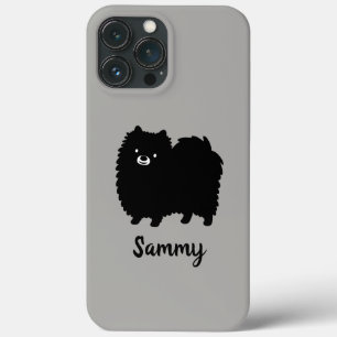 Zwarte Pomeranian Lieve Tekenfilm Hond Op Maat Case-Mate iPhone Case