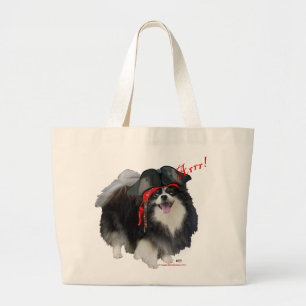 Zwarte Pomeranian Piraat - Arrr! Grote Tote Bag