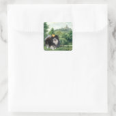 Zwarte Pomeranian Prins Vierkante Sticker (Tas)
