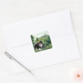 Zwarte Pomeranian Prins Vierkante Sticker (Envelop)
