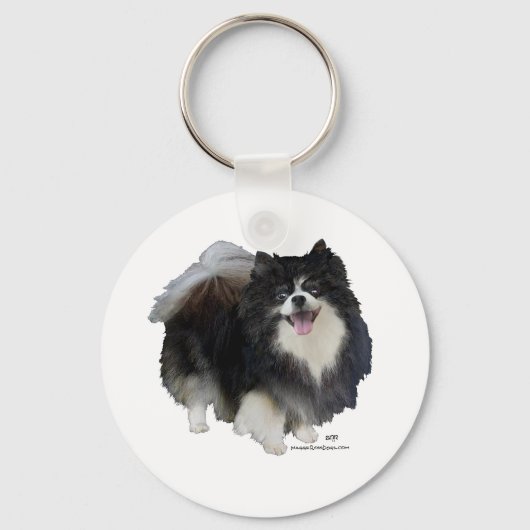 Zwarte Pomeranian Sleutelhanger (Voorkant)