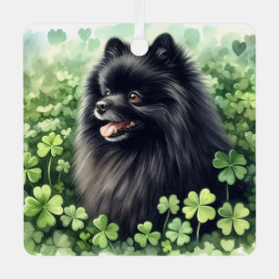 Zwarte Pomeranian St. Patrick's Dag Metalen Ornament