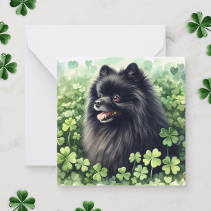 Zwarte Pomeranian St. Patrick's Dag Notitiekaartje