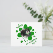 Zwarte Pomeranian St. Patrick's Day Briefkaart (Staand voorkant)