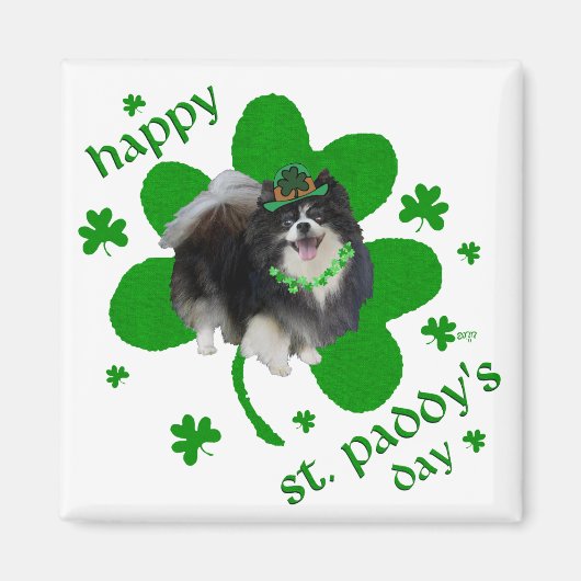 Zwarte Pomeranian St. Patricks Day Magneet (Voorkant)