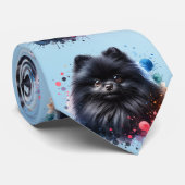 Zwarte Pomeranian Stropdas (Opgerold)