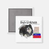 Zwarte Pomeranian Terug naar School Magneet (Voorkant / Achterkant)