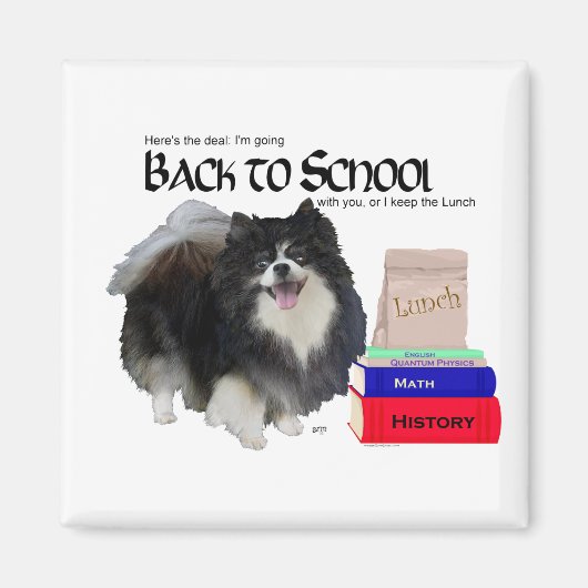 Zwarte Pomeranian Terug naar School Magneet (Voorkant)
