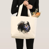 Zwarte Pomeranian Zeiler Grote Tote Bag (Voorkant (product))