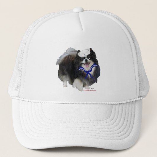 Zwarte Pomeranian Zeiler Trucker Pet (Voorkant)