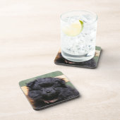 Zwarte Pommeren Puppy Onderzetter (Rechterzijde)