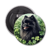 Zwarte Pommeren St Patricks Day Button Flesopener (Voorkant)