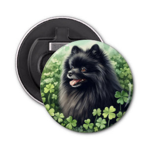Zwarte Pommeren St Patricks Day Button Flesopener
