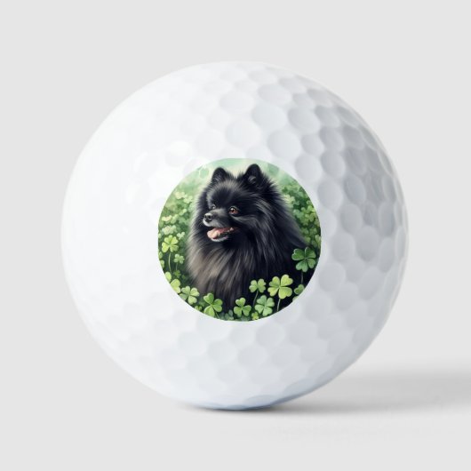 Zwarte Pommeren St Patricks Day Golfballen (Voorkant)