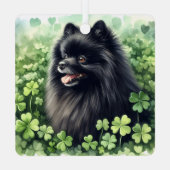 Zwarte Pommeren St Patricks Day Metalen Ornament (Achterkant)