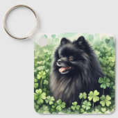 Zwarte Pommeren St Patricks Day Sleutelhanger (Voorkant)