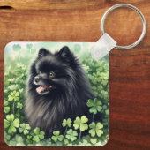 Zwarte Pommeren St Patricks Day Sleutelhanger (Achterkant)