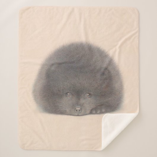 Zwarte Pommeren Waterverf Sherpa Deken (Voorkant)