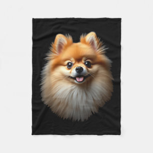 Zwarte Pommerse hond Pom gezicht Fleece Deken