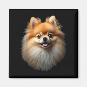 Zwarte Pommerse hond Pom gezicht Magneet