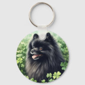 Zwarte Pommerse Sint-Patrick-dag Sleutelhanger (Voorkant)