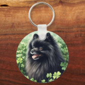 Zwarte Pommerse Sint-Patrick-dag Sleutelhanger (Voorkant)