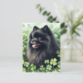 Zwarte Pommerse St Patricks Day Portret Briefkaart (Staand voorkant)