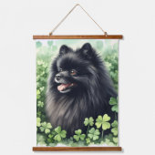 Zwarte Pommerse Waterverf St Patricks Day Hangend Wandkleed (Voorkant)