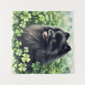 Zwarte Pommerse Waterverf St Patricks Day Wandkleed (Voorkant (horizontaal))