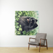 Zwarte Pommerse Waterverf St Patricks Day Wandkleed (In Situ (horizontaal))