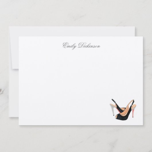 Zwarte pompen, persoonlijke notitiekaarten notitiekaartje (Voorkant)