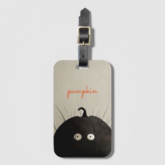 Zwarte pompoen bagagelabel (Voorkant (verticaal))