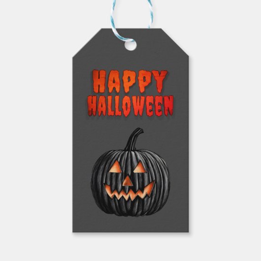 Zwarte pompoen cadeaulabel (Voorkant)