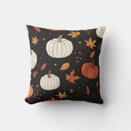 Zwarte pompoen en blad betegeld patroon kussen