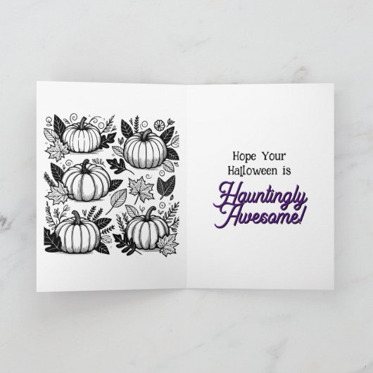 Zwarte pompoen Halloween kleurplaat binnen Kaart (Binnen)