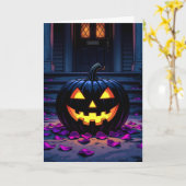 Zwarte pompoen Halloween kleurplaat binnen Kaart (Gele Bloem)