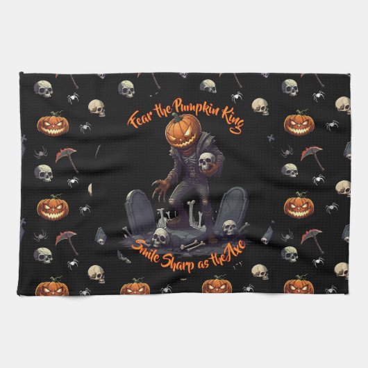🖤 Zwarte Pompoen King Keuken Handdoek 🎃 (Horizontaal)