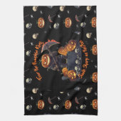 🖤 Zwarte Pompoen King Keuken Handdoek 🎃 (Verticaal)